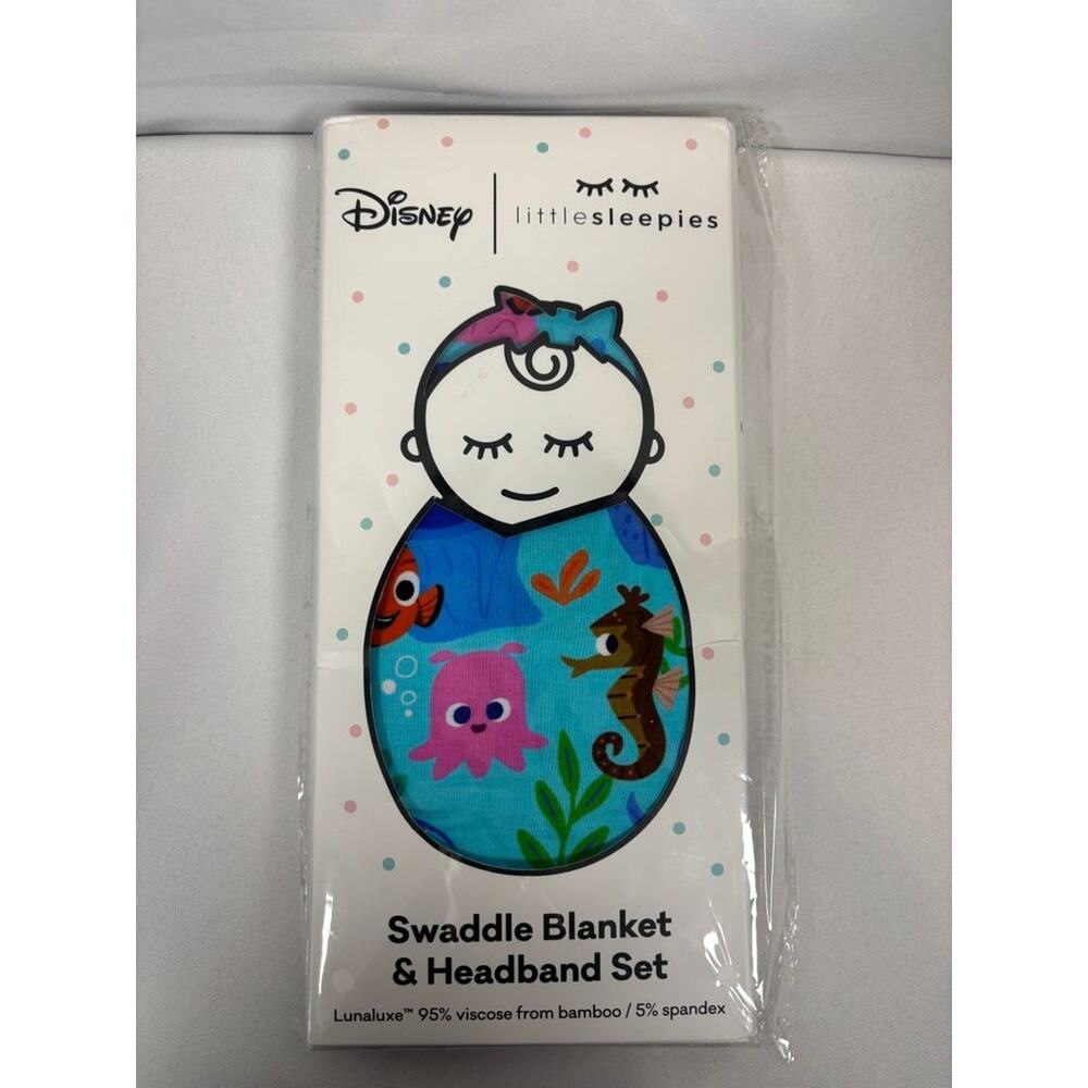 Disney Little Sleepies Swaddle Blanket & Headband Bow Set